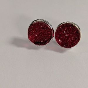 Red faux druzy earrings